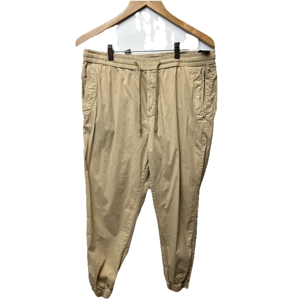 Zara‎ Men's Tan Brown Joggers Causal Pants Tie Waist Size Small